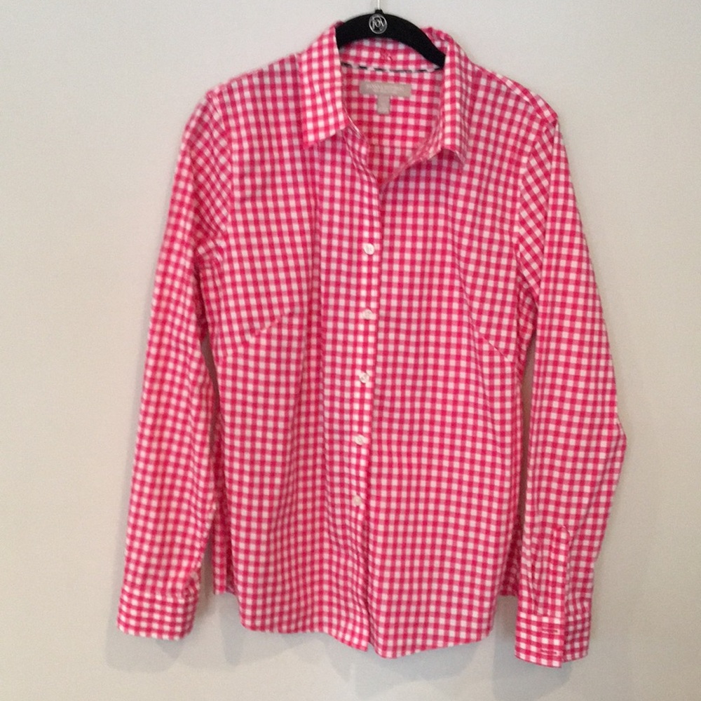 Banana Republic Ginham Hot Pink Top - 12